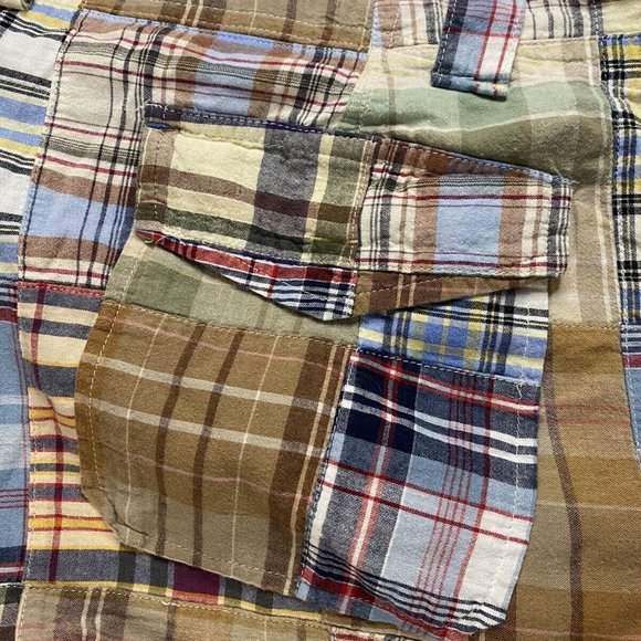 Khaki Men’s Madras Plaid Patchwork Chino Shorts Multicolor Size W 32 - Picture 5 of 7